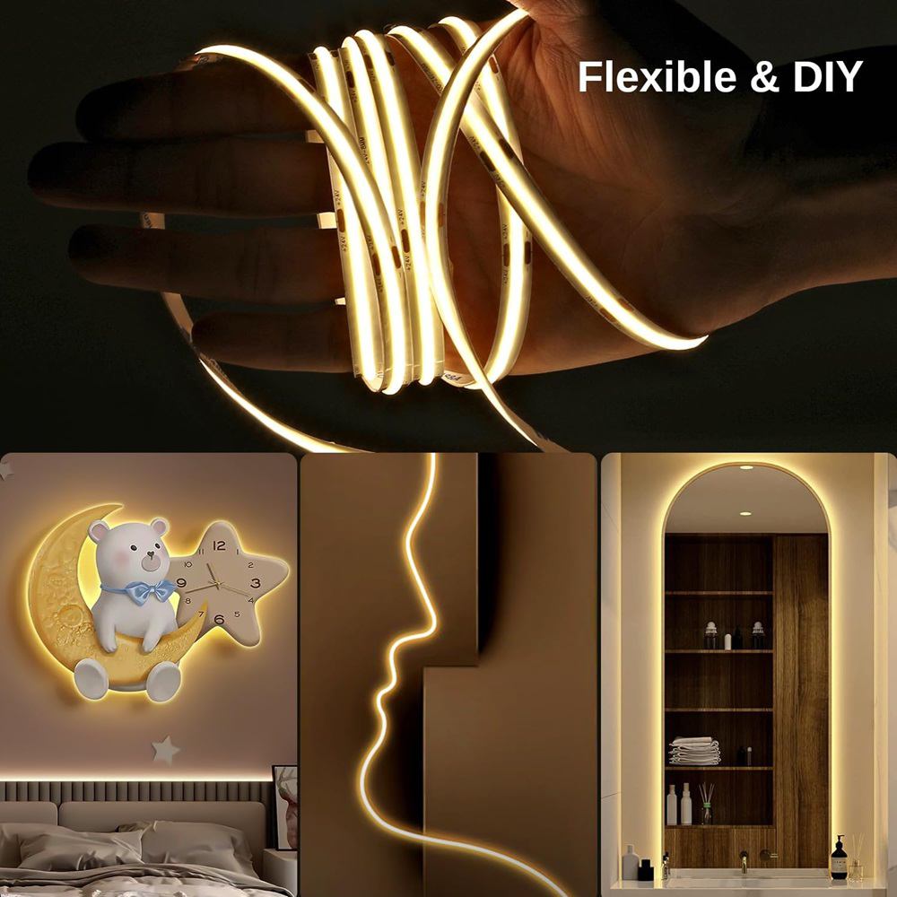 Flexible COB LED Strip for DIY, Cabinet and Decorative Lighting